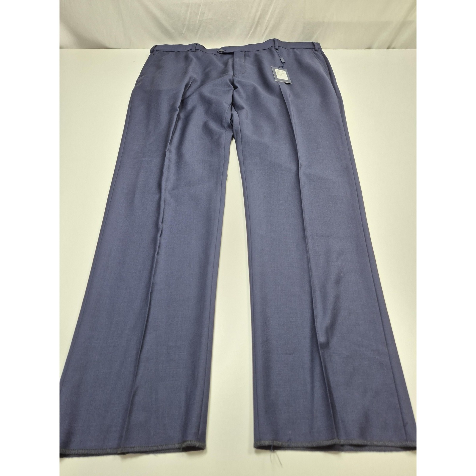 S. Cohen Dress Pants Mens 40x36 Blue Wool Flat Front Unhemmed Formal Nwt
